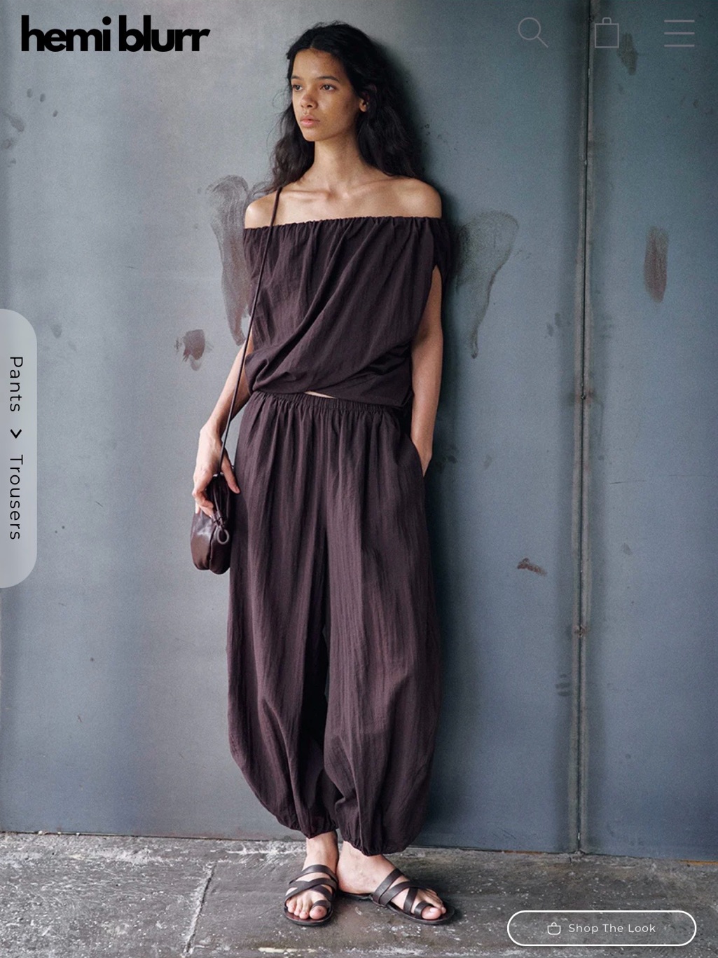 Dark Coffee Balloon Tencel Trouser And Shirt Set- Brand New Hemi Blurr